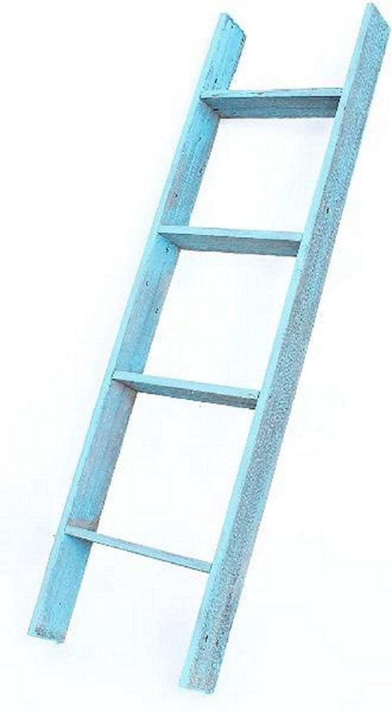 5 Step Rustic Turquoise Wood Ladder Shelf - Homeroots - Flyclothing LLC