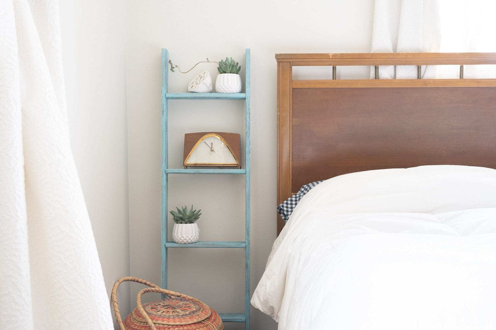 5 Step Rustic Turquoise Wood Ladder Shelf - Homeroots - Flyclothing LLC
