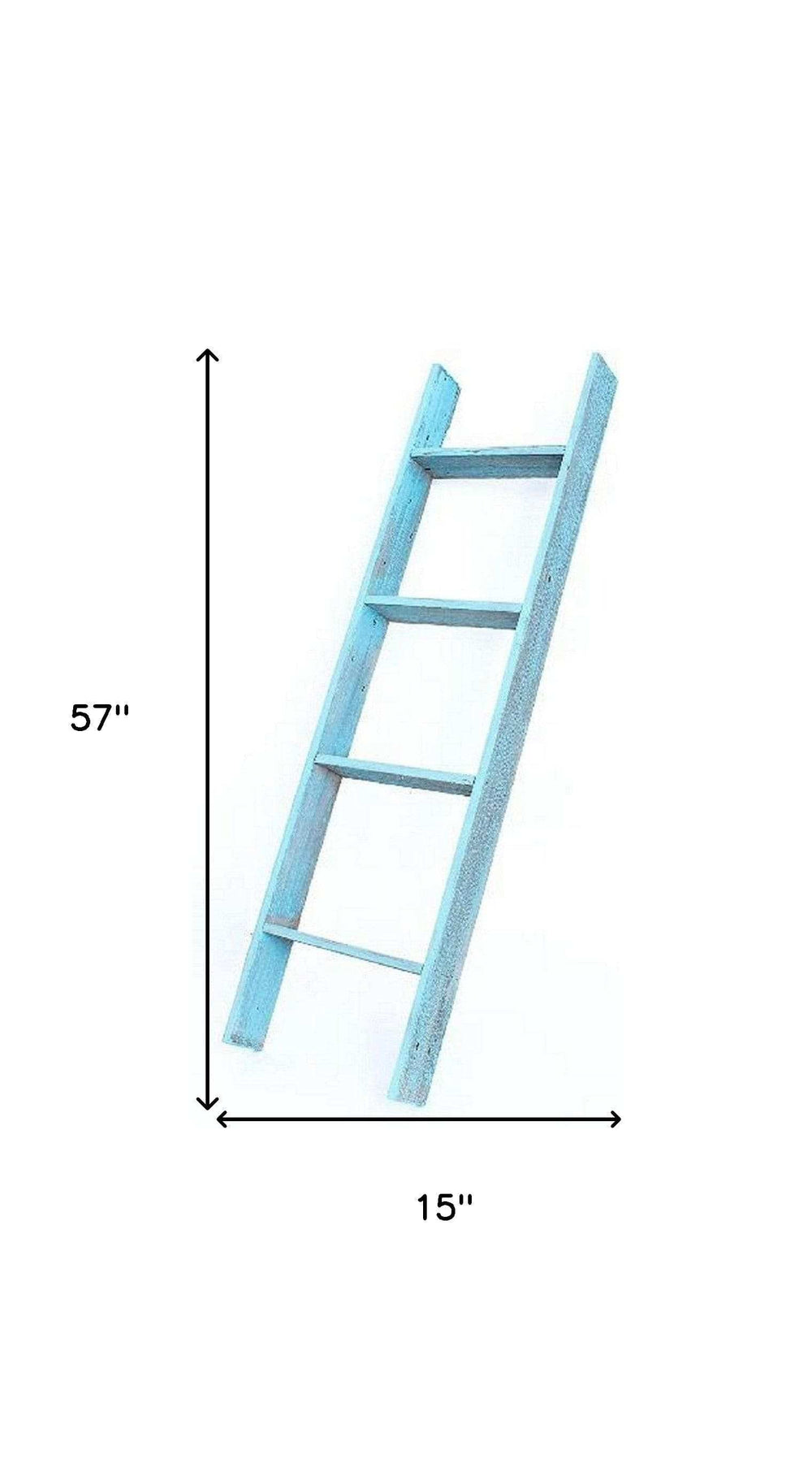 5 Step Rustic Turquoise Wood Ladder Shelf - Homeroots - Flyclothing LLC