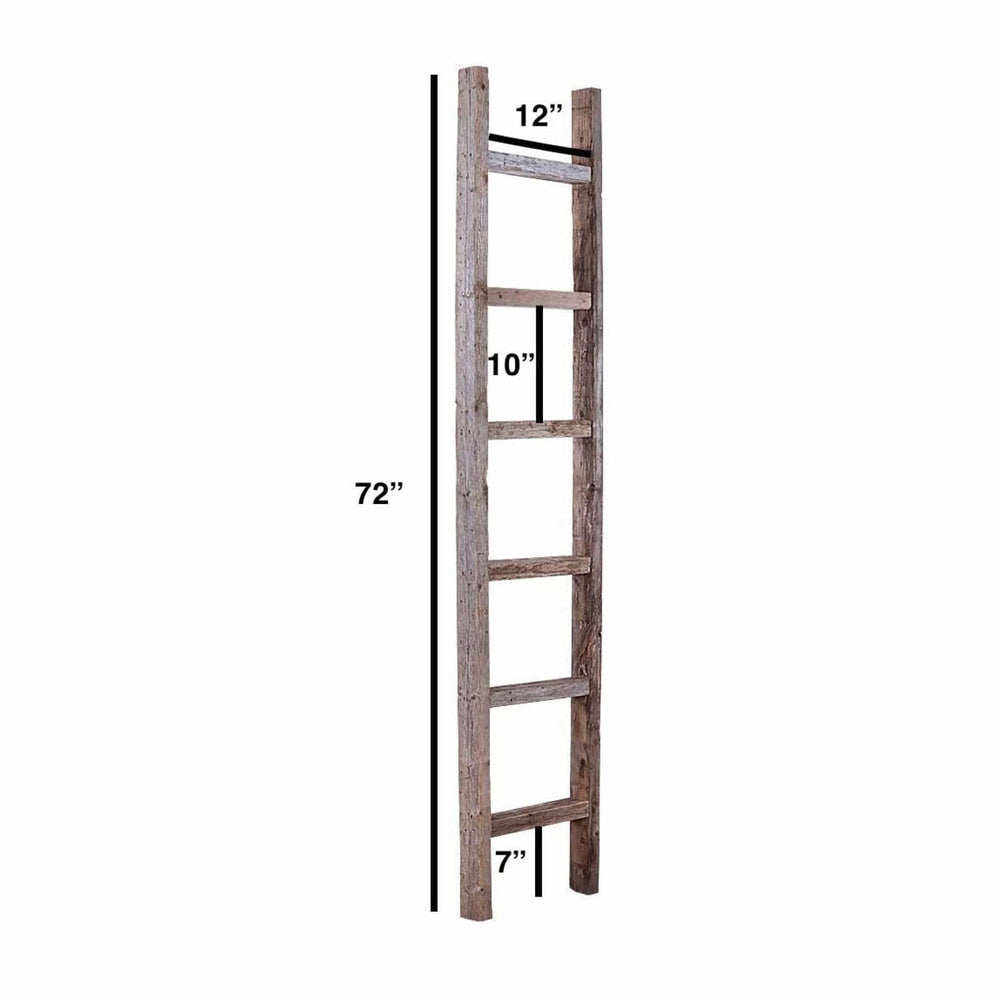 72" Gray Rustic Seven Step Wood Ladder Shelf - Homeroots - Flyclothing LLC