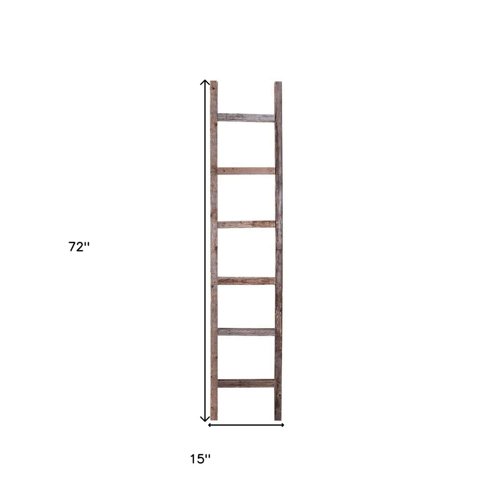 72" Gray Rustic Seven Step Wood Ladder Shelf - Homeroots - Flyclothing LLC