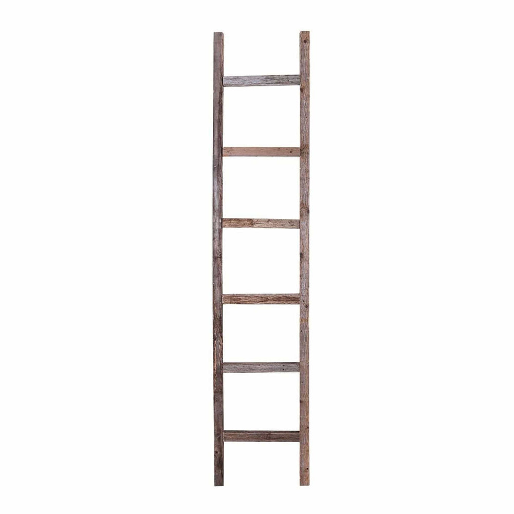 72" Gray Rustic Seven Step Wood Ladder Shelf - Homeroots - Flyclothing LLC