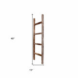 48" Gray Rustic Four Step Wood Ladder Shelf - Homeroots - Flyclothing LLC
