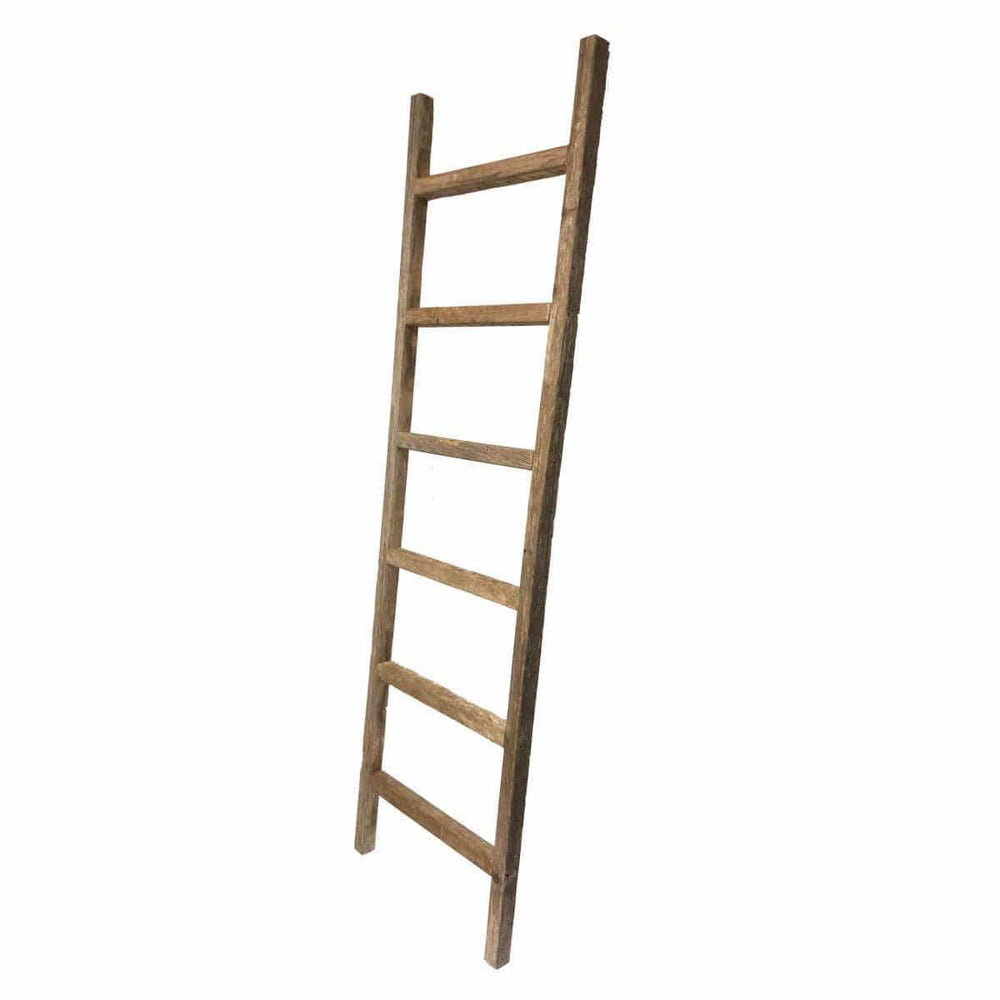 6 Step Rustic Weathered Grey Wood Ladder Shelf - Homeroots - Flyclothing LLC