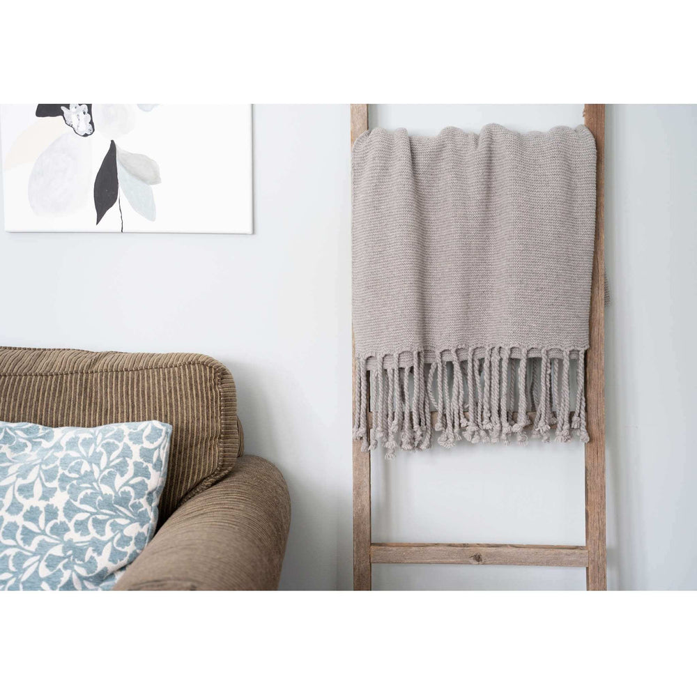 6 Step Rustic Weathered Grey Wood Ladder Shelf - Homeroots - Flyclothing LLC