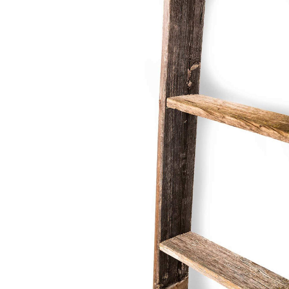 4 Step Rustic Weathered Grey Wood Ladder Shelf - Homeroots - Flyclothing LLC