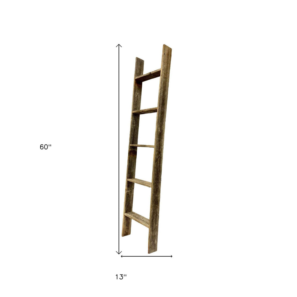 4 Step Rustic Weathered Grey Wood Ladder Shelf - Homeroots - Flyclothing LLC