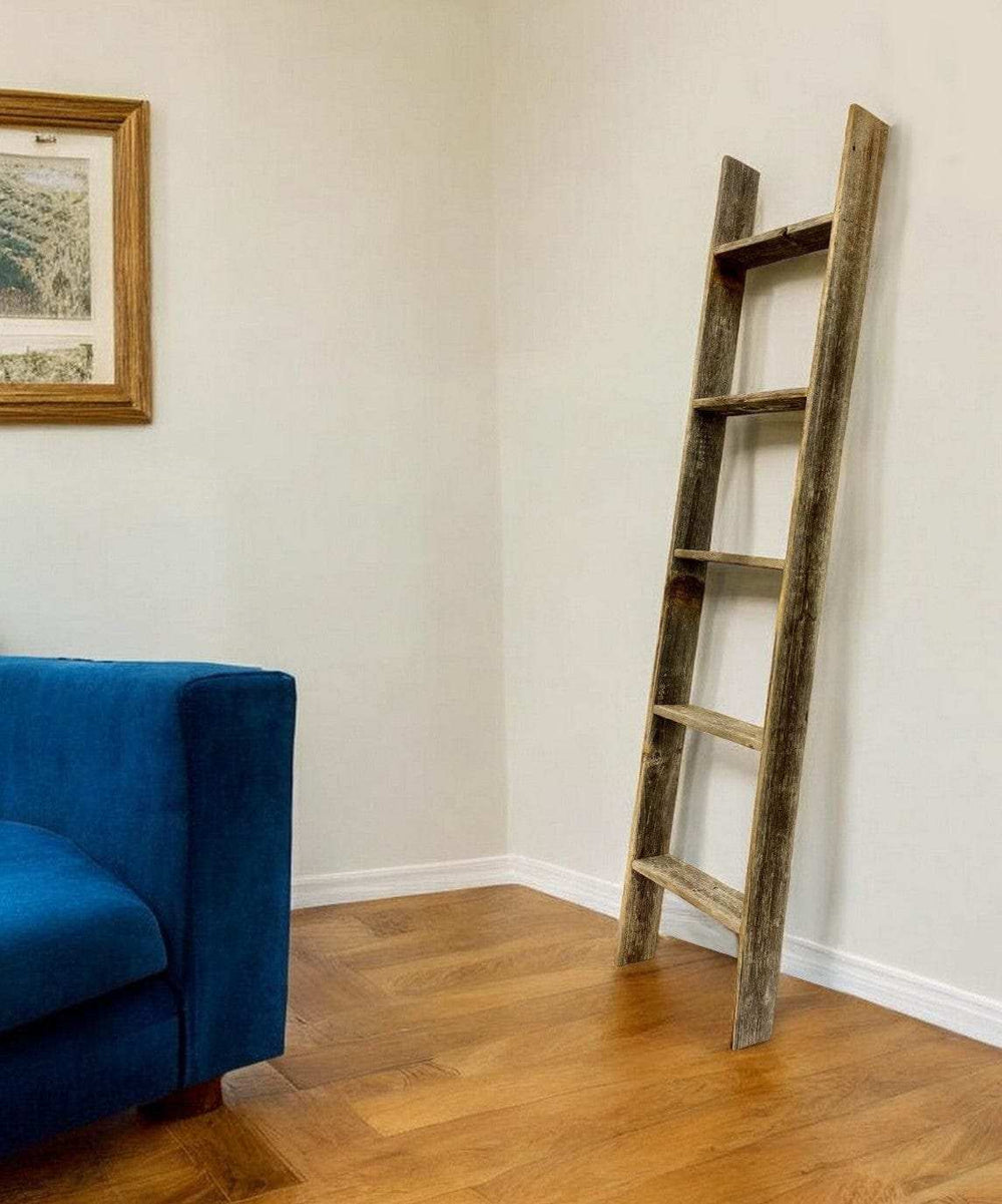 4 Step Rustic Weathered Grey Wood Ladder Shelf - Homeroots - Flyclothing LLC