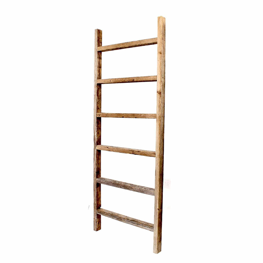 6 Step Rustic Weathered Grey Wood Ladder Shelf - Homeroots - Flyclothing LLC