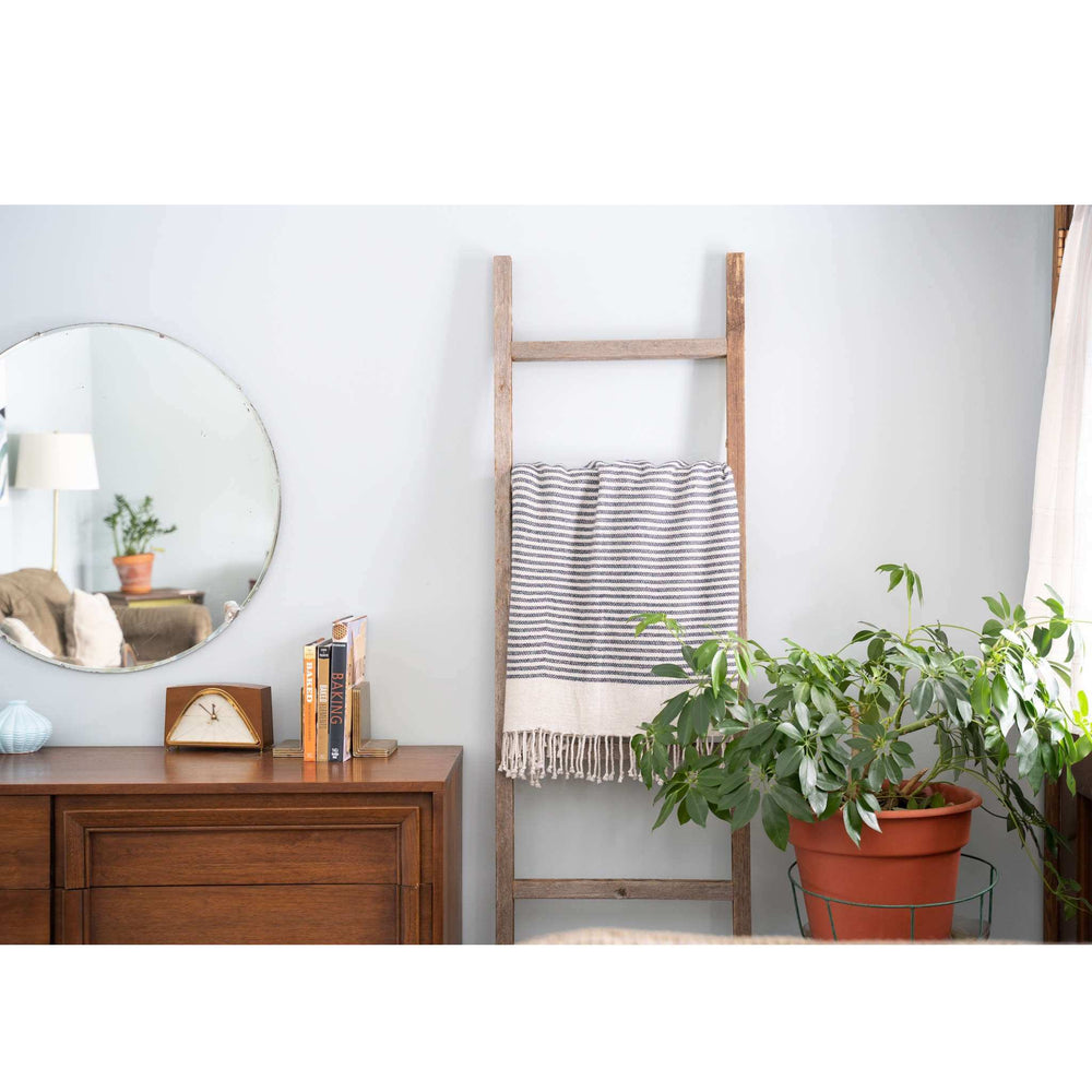 6 Step Rustic Weathered Grey Wood Ladder Shelf - Homeroots - Flyclothing LLC