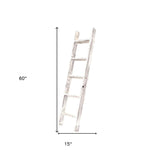 4 Step Rustic White Wood Ladder Shelf - Homeroots - Flyclothing LLC