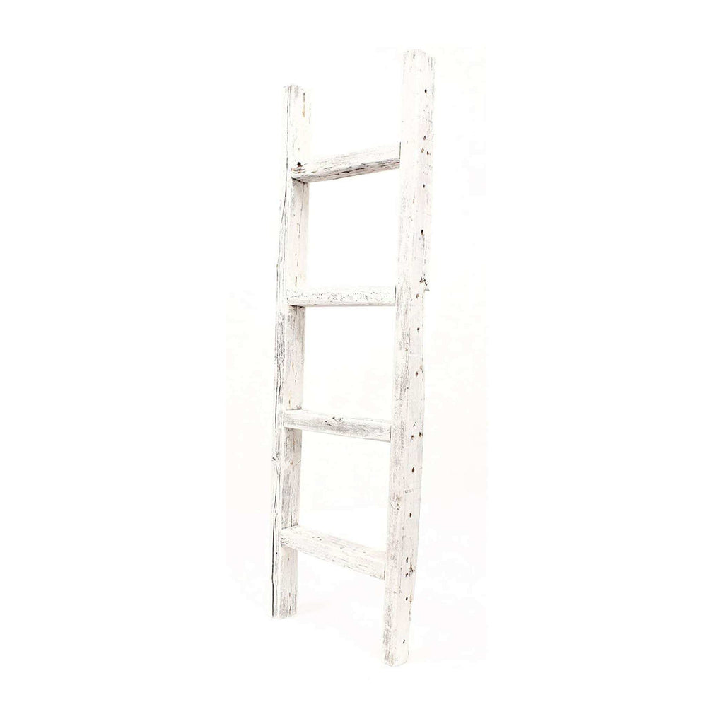 4 Step Rustic White Wood Ladder Shelf - Homeroots - Flyclothing LLC