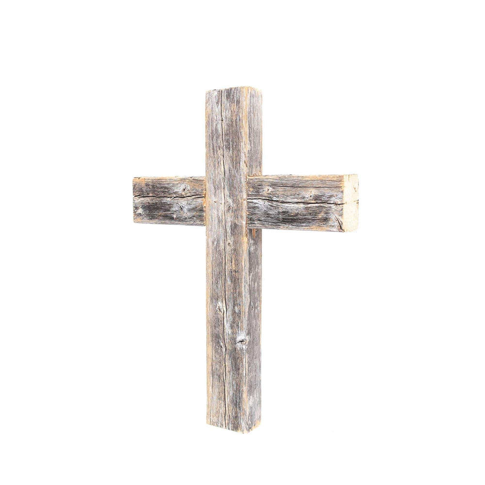 Rustic Weathered Grey Reclaimed Wood Cross Decoration - Homeroots - Flyclothing LLC