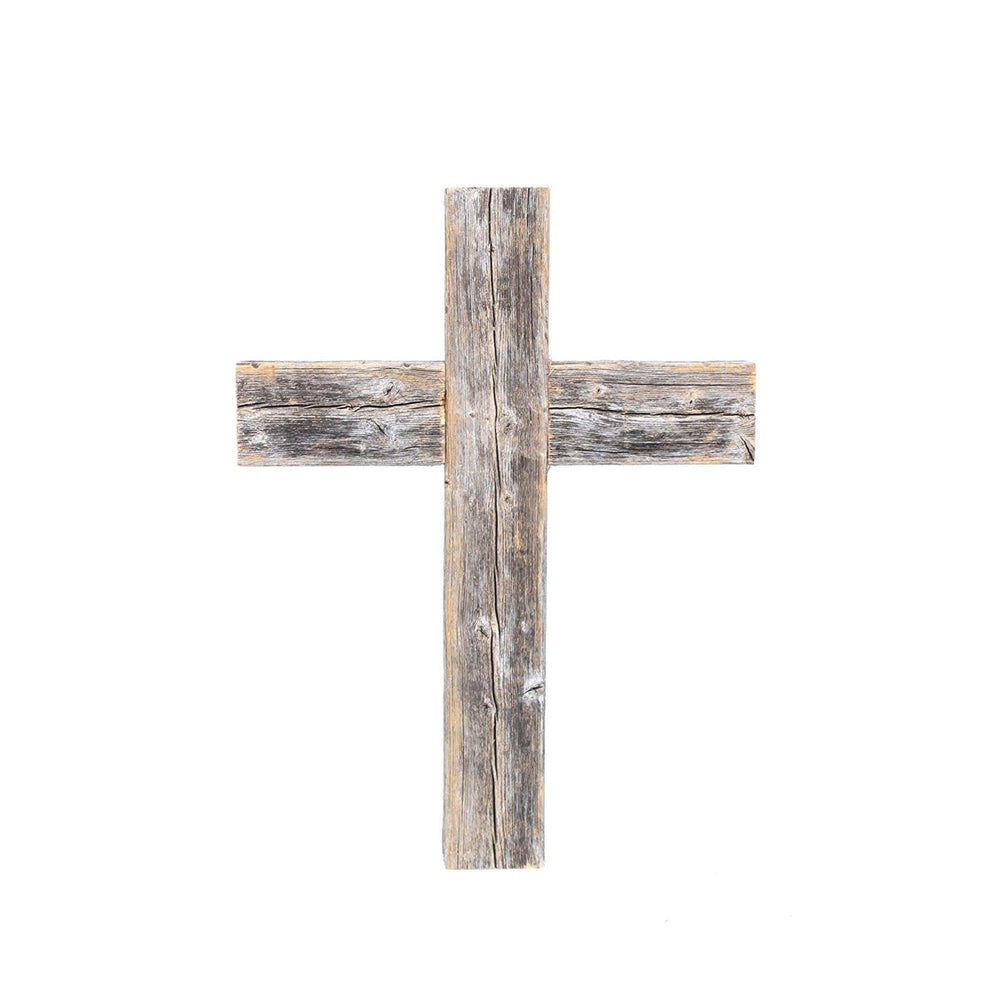 Rustic Weathered Grey Reclaimed Wood Cross Decoration - Homeroots - Flyclothing LLC