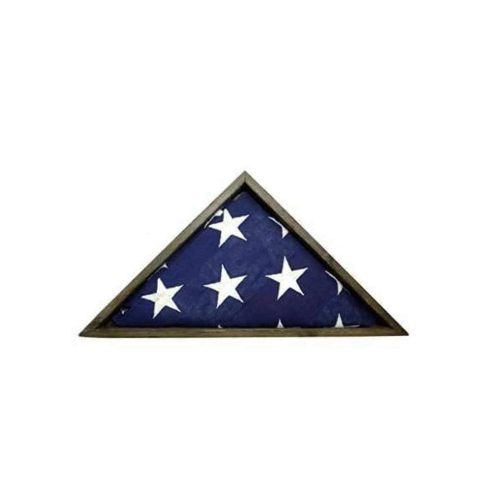 Rustic Weathered Grey Reclaimed Wood Triangle Wooden Display Flag Case - Homeroots - Flyclothing LLC