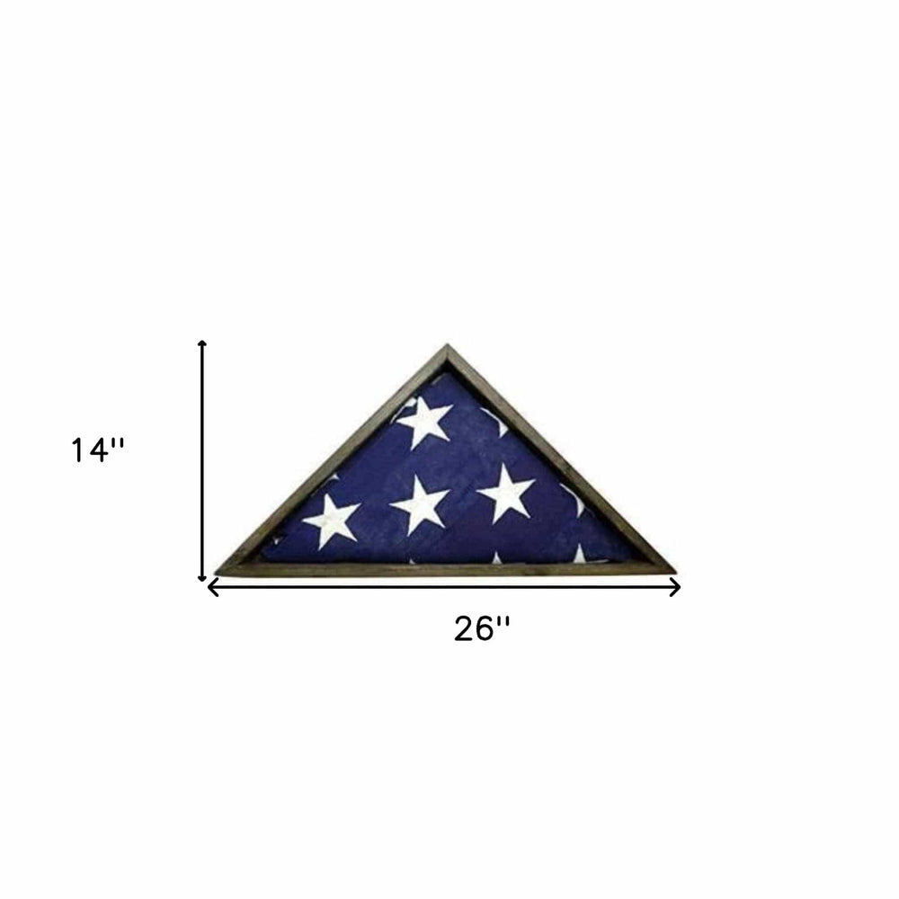 Rustic Weathered Grey Reclaimed Wood Triangle Wooden Display Flag Case - Homeroots - Flyclothing LLC