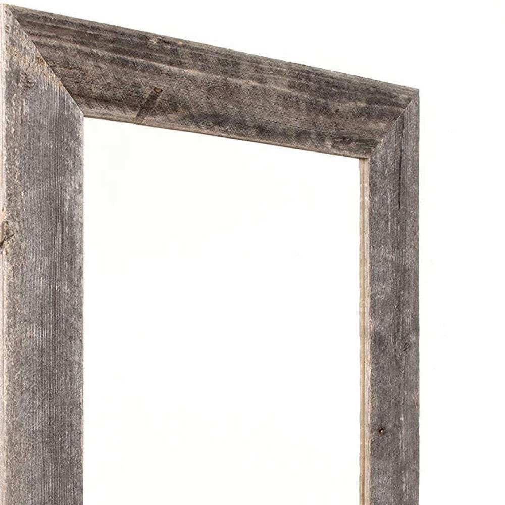 Rustic Weathered Gray Reclaimed Wood Plank Mirror With Shelf - Homeroots - Flyclothing LLC