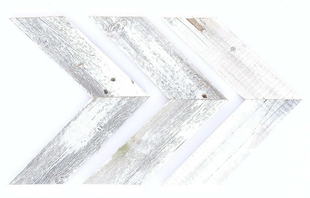 Set Of 3 White Wash Reclaimed Wood Chevron Arrow - Homeroots - Flyclothing LLC