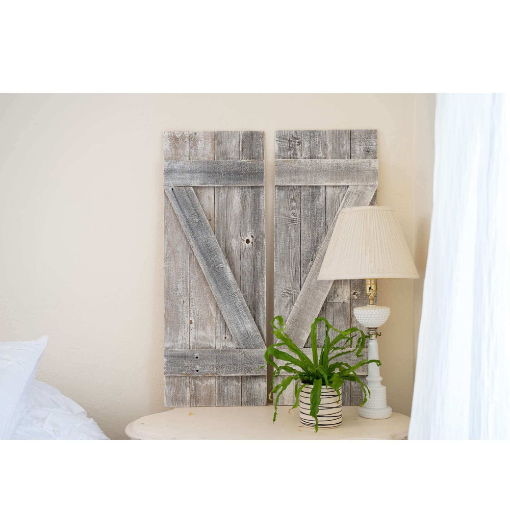 Set Of Two Rustic Weathered Grey Wood Decorative Window Shutters - Homeroots - Flyclothing LLC