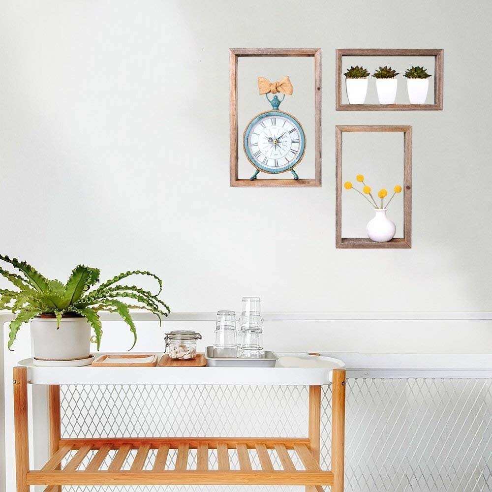 Rustic Farmhouse Set Of 3 Rectangle Shadow Box Shelves - Homeroots - Flyclothing LLC