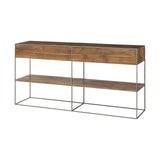 Brown Wood And Silver Metal Frame With 2 Drawer And Sideboard - Homeroots - Flyclothing LLC