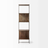 Brown Wood And Silver Metal Frame With 4 Shelf Shelving Unit - Homeroots - Flyclothing LLC