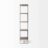 Brown Wood And Silver Metal Frame With 4 Shelf Shelving Unit - Homeroots - Flyclothing LLC