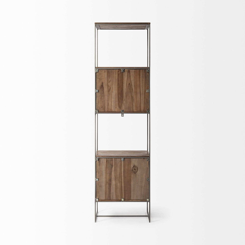 Brown Wood And Silver Metal Frame With 4 Shelf Shelving Unit - Homeroots - Flyclothing LLC