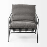 30" Gray And Black Linen Lounge Chair - Homeroots