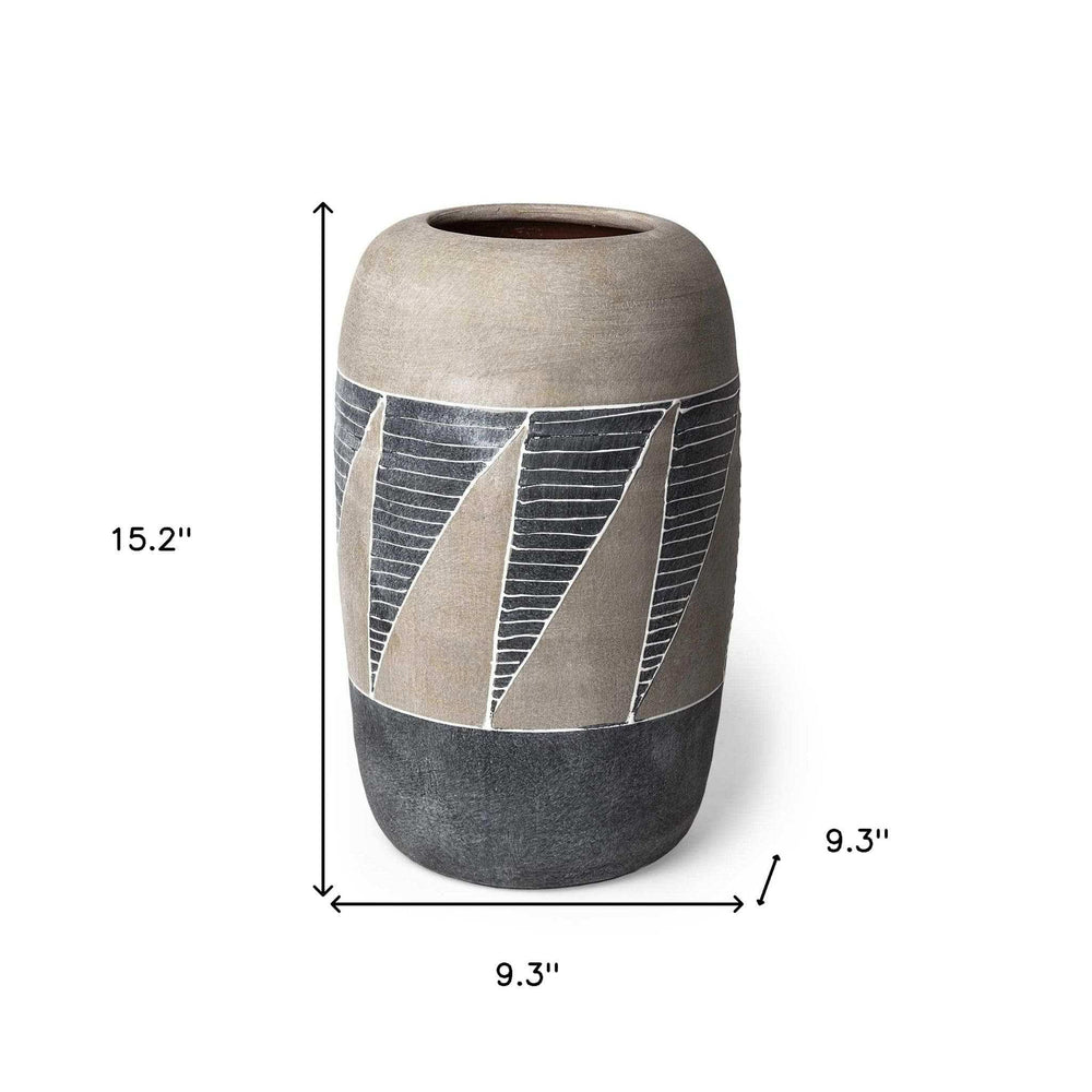 Grey And Brown Ceramic Vase - Homeroots - Flyclothing LLC