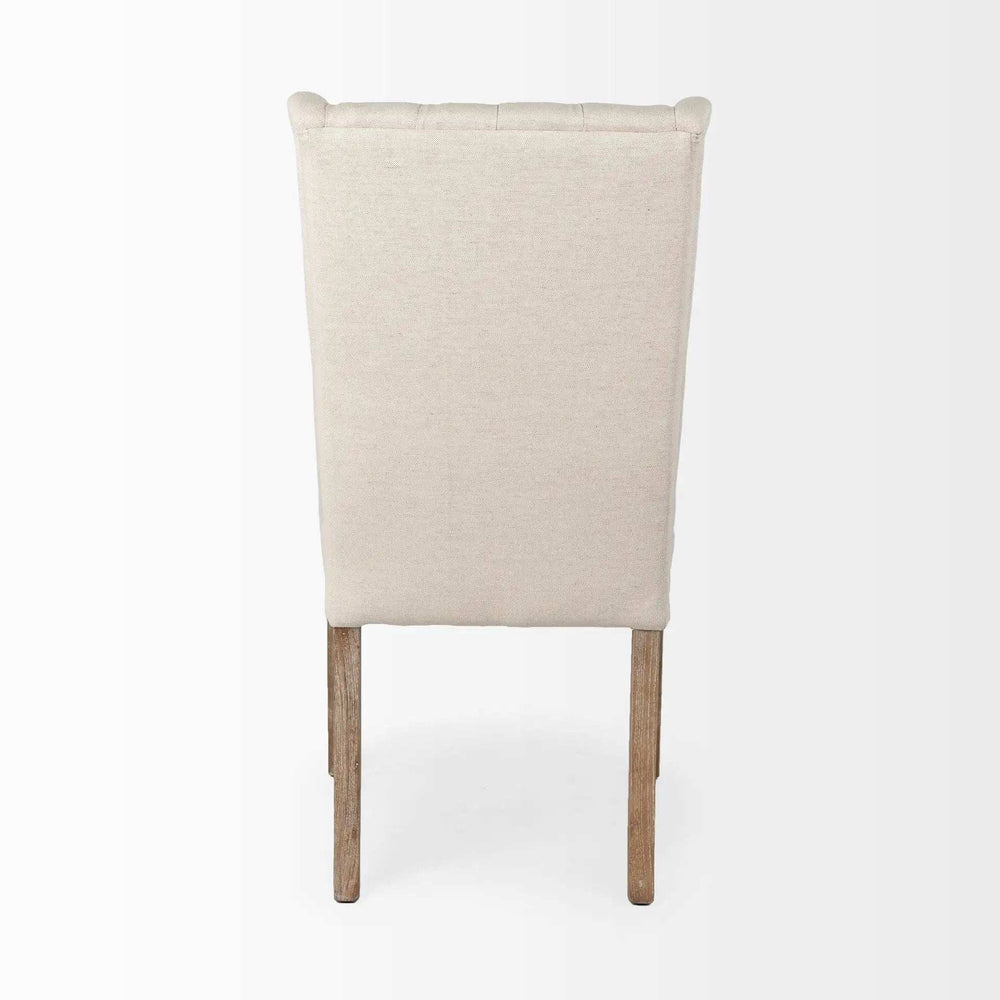 Tufted Cream And Brown Upholstered Linen Wing Back Dining Side Chair - Homeroots - Flyclothing LLC