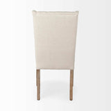 Tufted Cream And Brown Upholstered Linen Wing Back Dining Side Chair - Homeroots - Flyclothing LLC