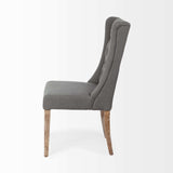 Tufted Gray And Brown Upholstered Linen Wing Back Dining Side Chair - Homeroots - Flyclothing LLC