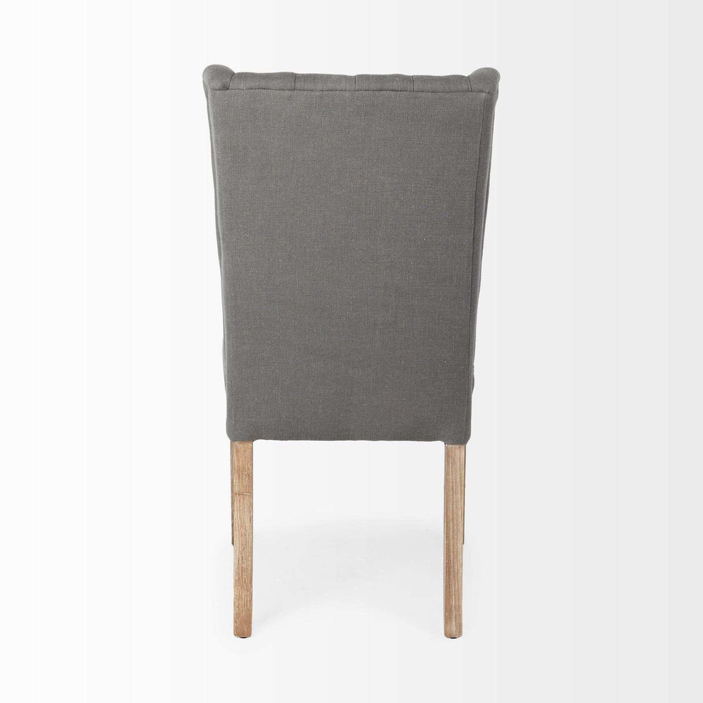 Tufted Gray And Brown Upholstered Linen Wing Back Dining Side Chair - Homeroots - Flyclothing LLC
