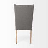 Tufted Gray And Brown Upholstered Linen Wing Back Dining Side Chair - Homeroots - Flyclothing LLC