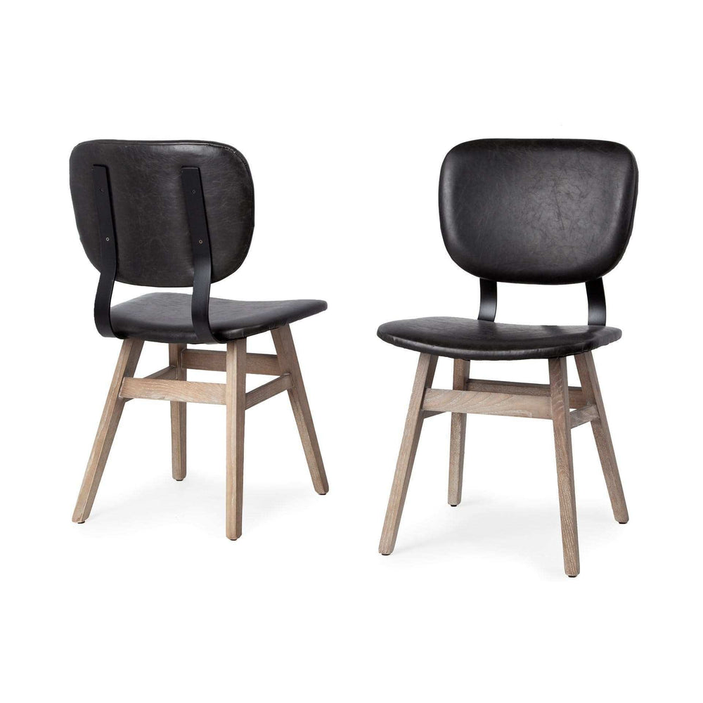 Set Of Two Black And Brown Upholstered Faux leather Open Back Side Chairs - Homeroots - Flyclothing LLC
