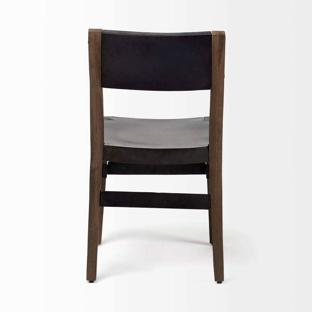 Black And Brown Metal and Wood Open Back Dining Side Chair - Homeroots - Flyclothing LLC