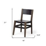 Black And Brown Metal and Wood Open Back Dining Side Chair - Homeroots - Flyclothing LLC
