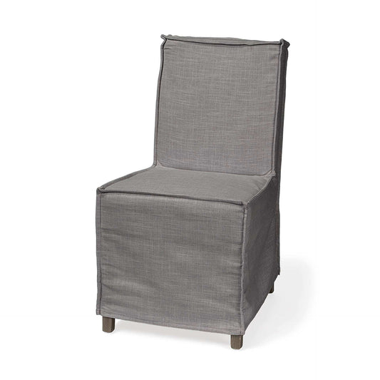 Set Of Two Gray And Brown Slipcovered Wood Parsons Chairs - Homeroots - Flyclothing LLC
