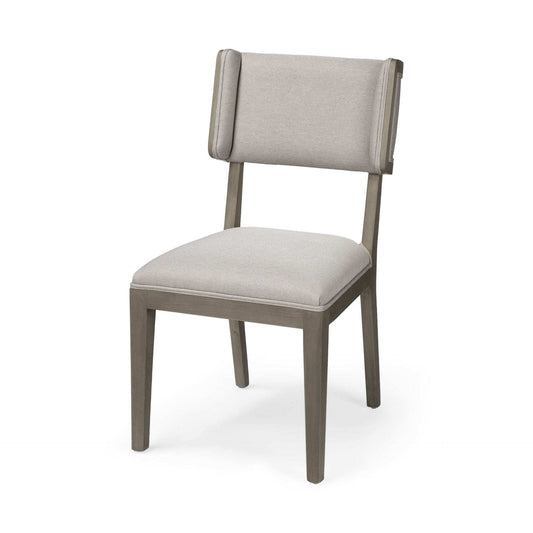 Set Of Two Brown And Light Gray Upholstered Fabric Open Back Side Chairs - Homeroots - Flyclothing LLC