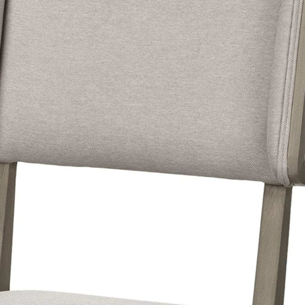 Set Of Two Brown And Light Gray Upholstered Fabric Open Back Side Chairs - Homeroots - Flyclothing LLC