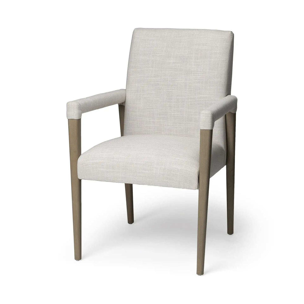 Cream And Brown Upholstered Fabric King Louis Back Dining Arm Chair - Homeroots - Flyclothing LLC