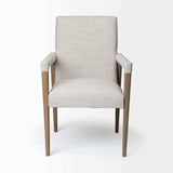 Cream And Brown Upholstered Fabric King Louis Back Dining Arm Chair - Homeroots - Flyclothing LLC