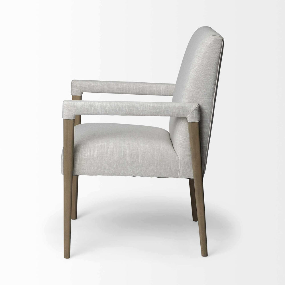 Cream And Brown Upholstered Fabric King Louis Back Dining Arm Chair - Homeroots - Flyclothing LLC