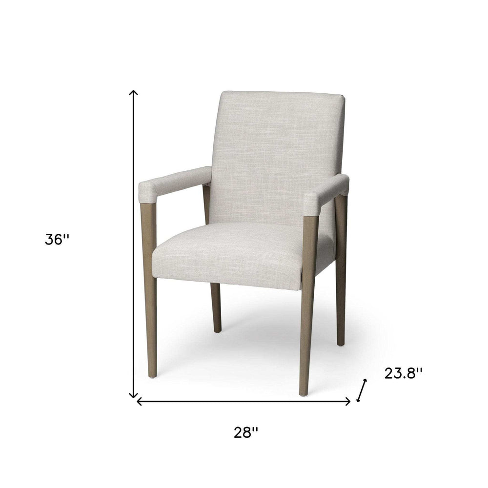 Cream And Brown Upholstered Fabric King Louis Back Dining Arm Chair - Homeroots - Flyclothing LLC