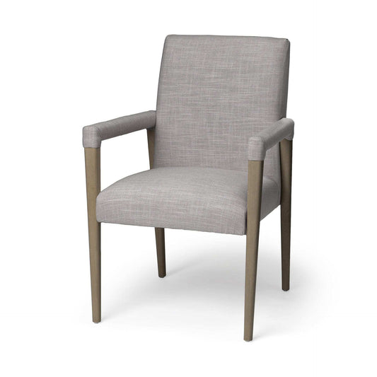 Gray And Brown Upholstered Fabric King Louis Back Dining Arm Chair - Homeroots - Flyclothing LLC
