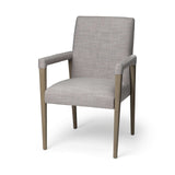 Gray And Brown Upholstered Fabric King Louis Back Dining Arm Chair - Homeroots - Flyclothing LLC