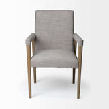 Gray And Brown Upholstered Fabric King Louis Back Dining Arm Chair - Homeroots - Flyclothing LLC