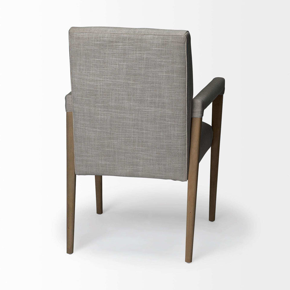 Gray And Brown Upholstered Fabric King Louis Back Dining Arm Chair - Homeroots - Flyclothing LLC