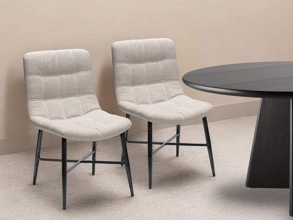 Set Of Two White And Black Upholstered Fabric Open Back Side Chairs - Homeroots - Flyclothing LLC